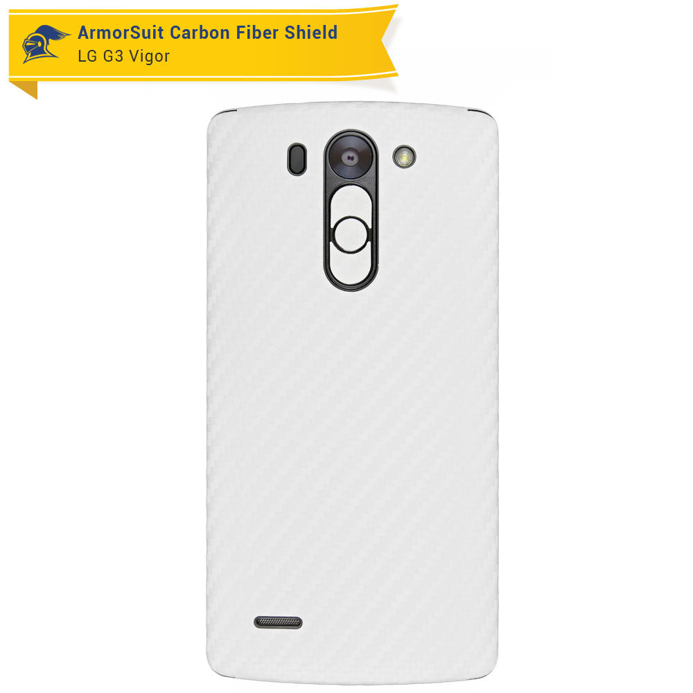 LG G3 Vigor Screen Protector + White Carbon Fiber Film Protector