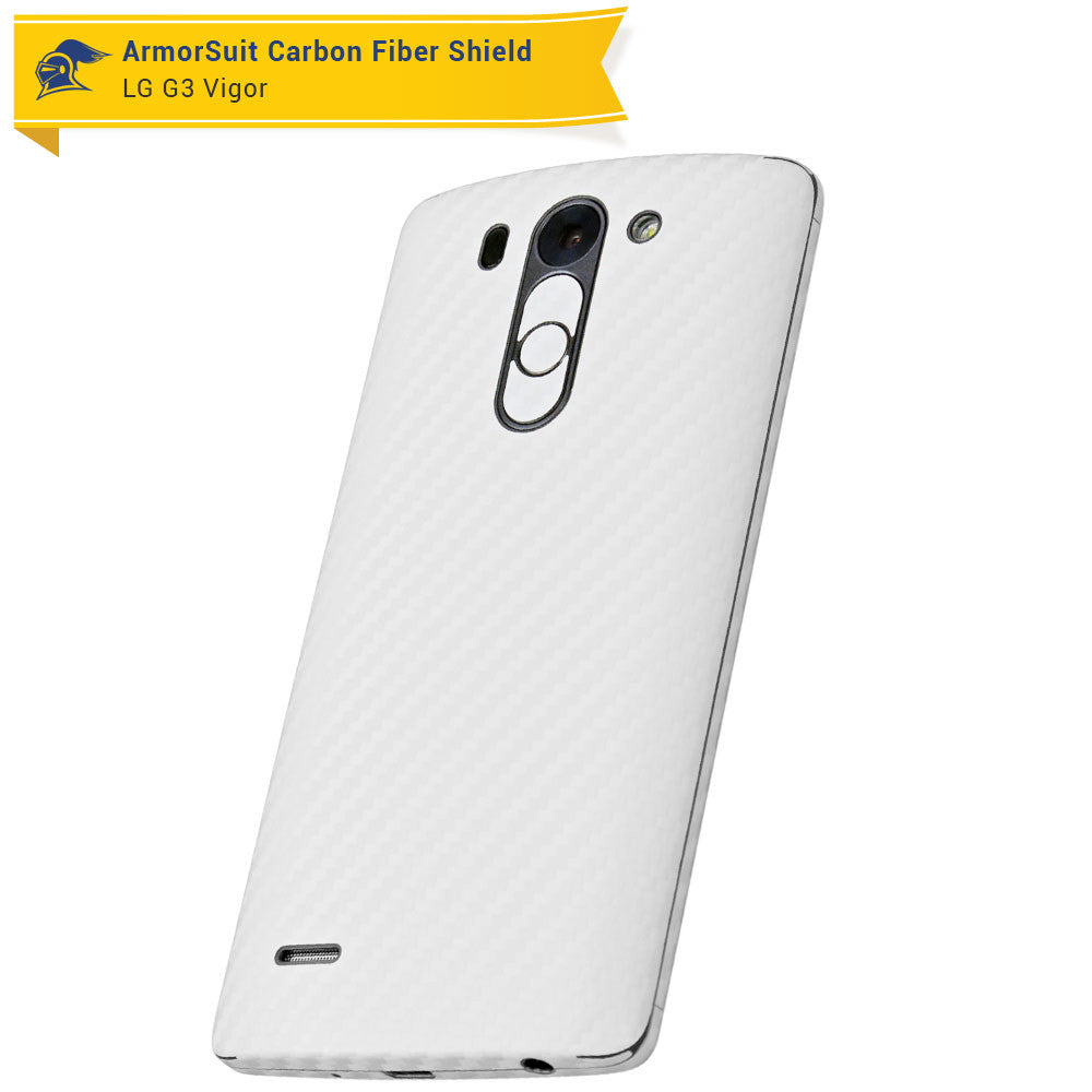 LG G3 Vigor Screen Protector + White Carbon Fiber Film Protector