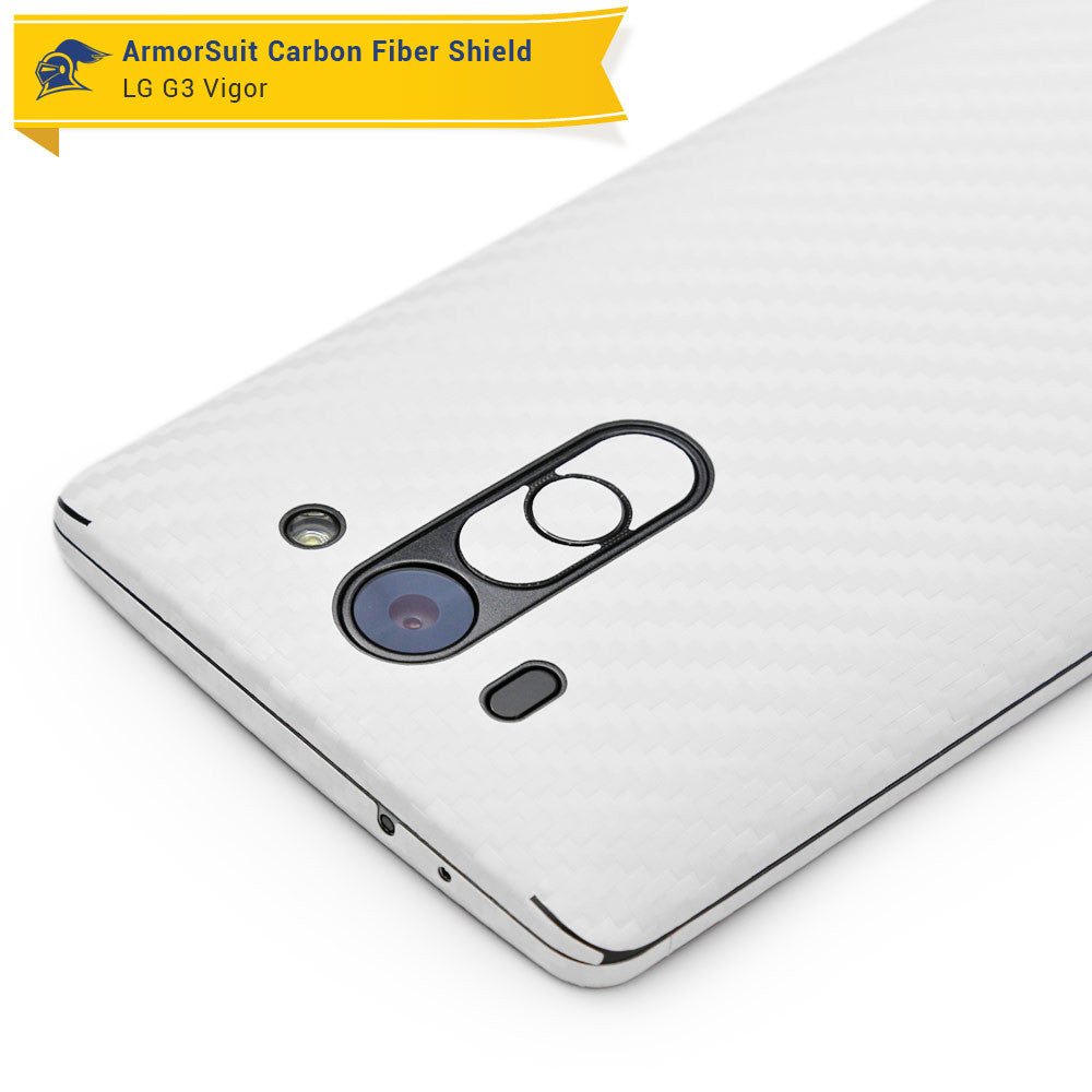 LG G3 Vigor Screen Protector + White Carbon Fiber Film Protector