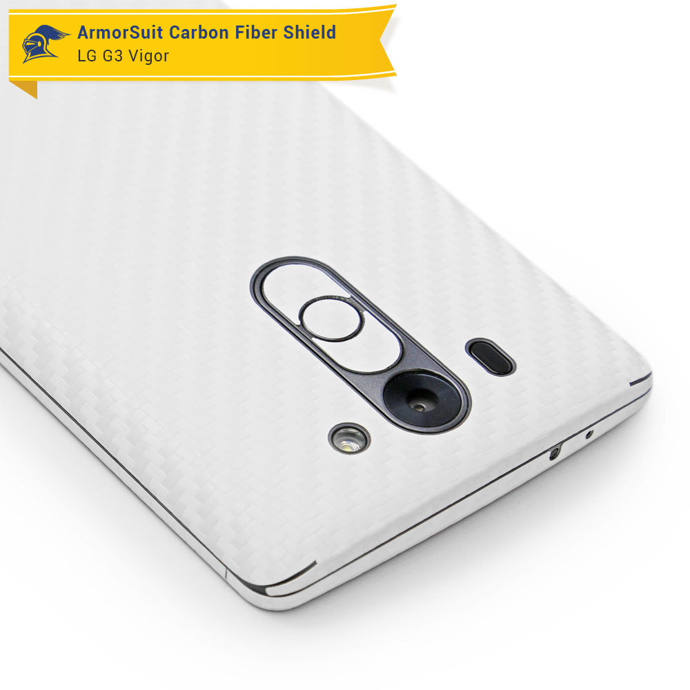 LG G3 Vigor Screen Protector + White Carbon Fiber Film Protector