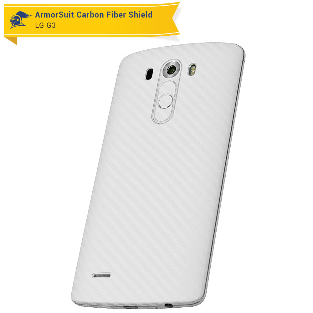 LG G3 Screen Protector + White Carbon Fiber Film Protector