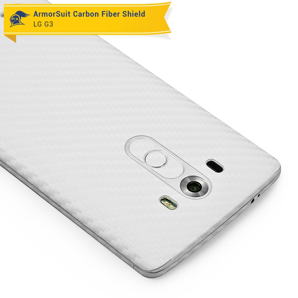LG G3 Screen Protector + White Carbon Fiber Film Protector