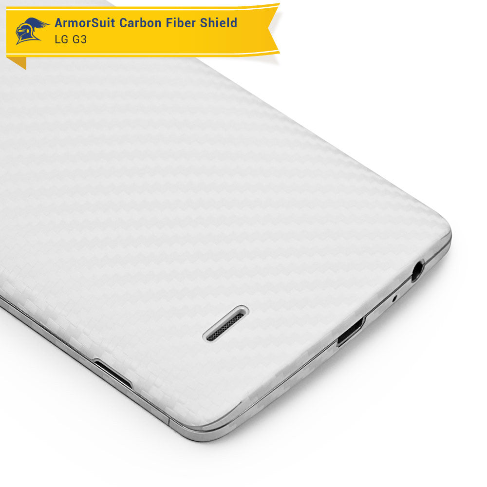 LG G3 Screen Protector + White Carbon Fiber Film Protector