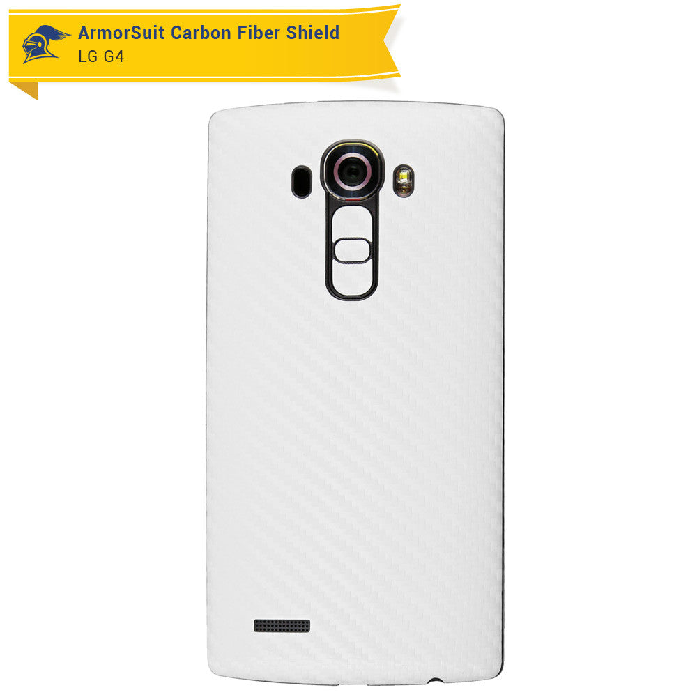 LG G4 Screen Protector + White Carbon Fiber Skin