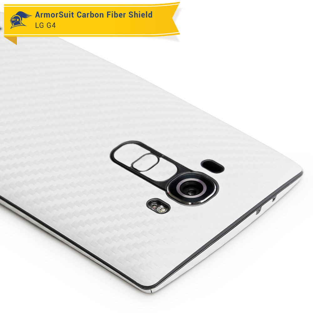 LG G4 Screen Protector + White Carbon Fiber Skin