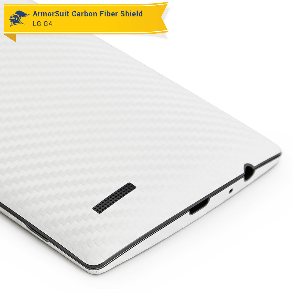 LG G4 Screen Protector + White Carbon Fiber Skin
