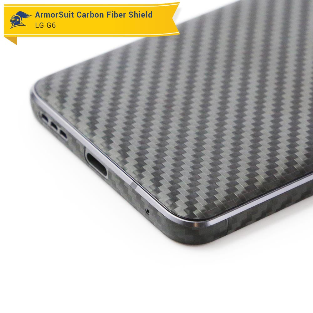 LG G6 Screen Protector + Black Carbon Fiber Skin