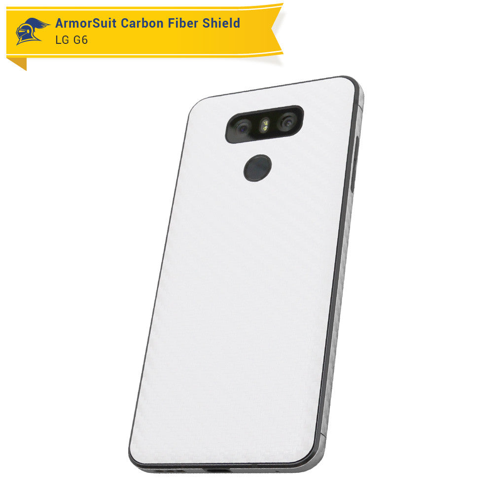 LG G6 Screen Protector + White Carbon Fiber Skin