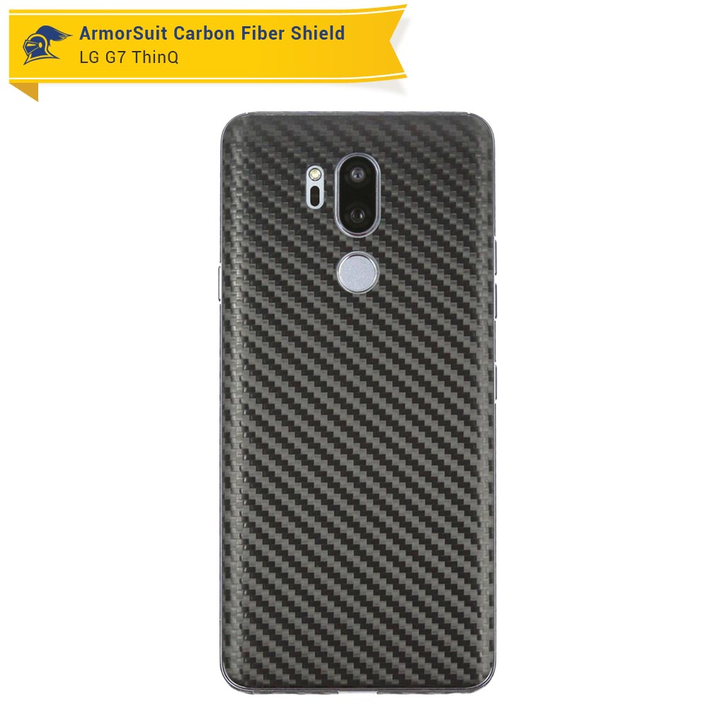 LG G7 ThinQ Screen Protector + Black Carbon Fiber Skin