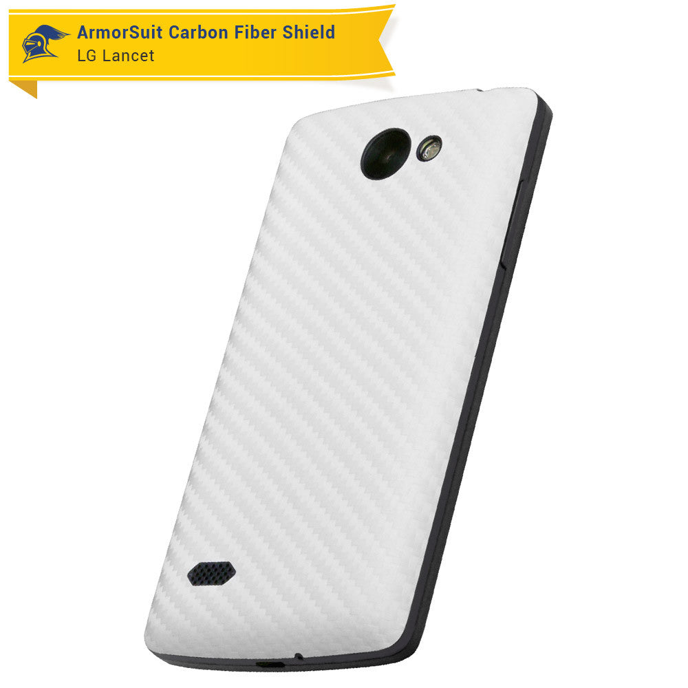 LG Lancet Screen Protector + White Carbon Fiber Skin