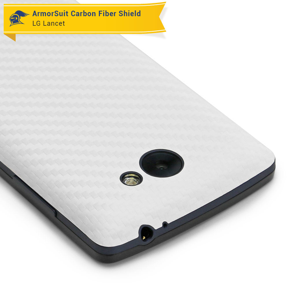 LG Lancet Screen Protector + White Carbon Fiber Skin
