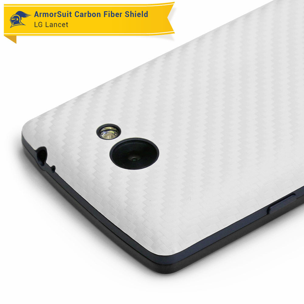 LG Lancet Screen Protector + White Carbon Fiber Skin