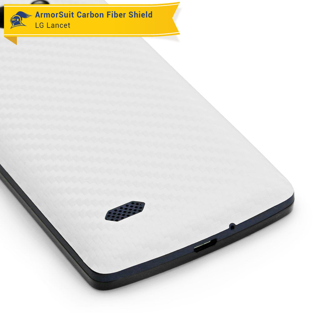 LG Lancet Screen Protector + White Carbon Fiber Skin