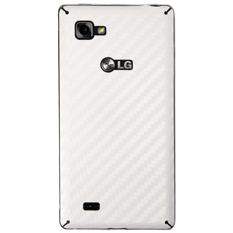 LG Optimus 4X HD Screen Protector + White Carbon Fiber Skin Protector