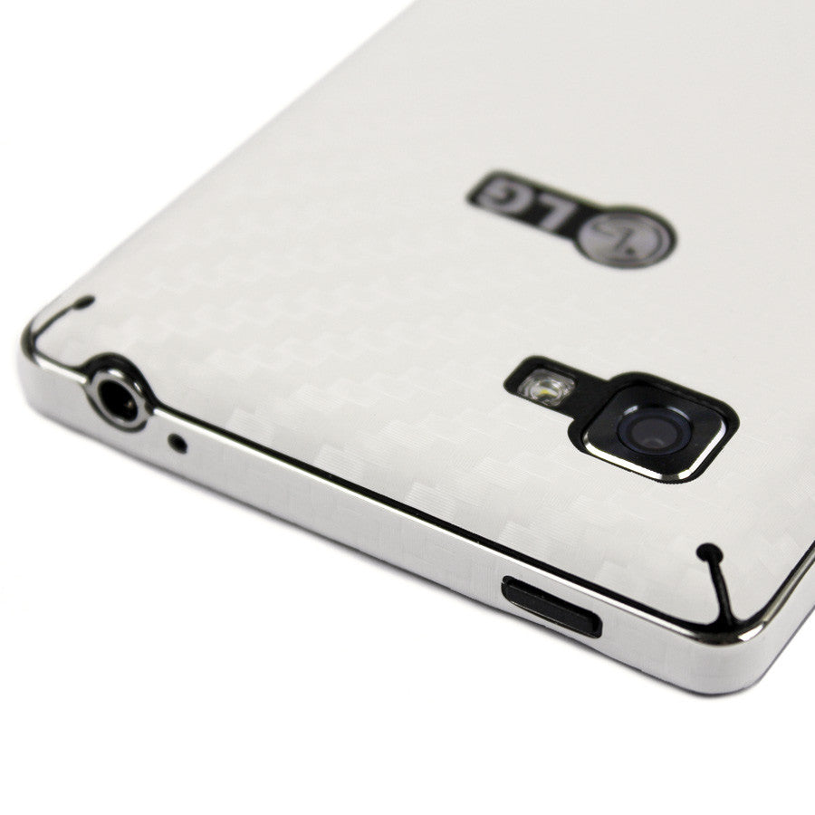 LG Optimus 4X HD Screen Protector + White Carbon Fiber Skin Protector