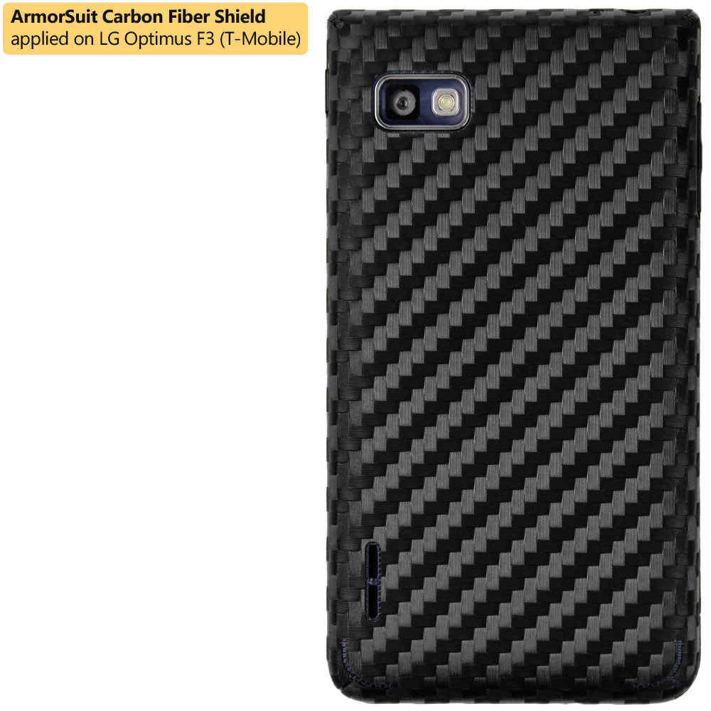 LG Optimus F3 (MS659) (MetroPCS / T-Mobile) Screen Protector + Black Carbon Fiber Film Protector