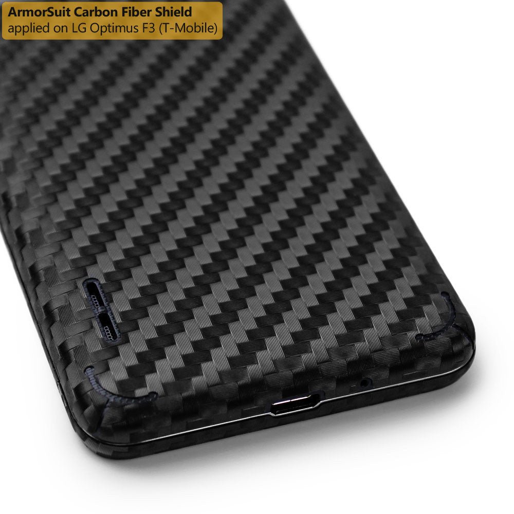 LG Optimus F3 (MS659) (MetroPCS / T-Mobile) Screen Protector + Black Carbon Fiber Film Protector