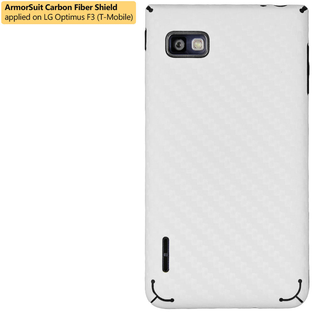 LG Optimus F3 (MS659) (MetroPCS / T-Mobile) Screen Protector + White Carbon Fiber Film Protector