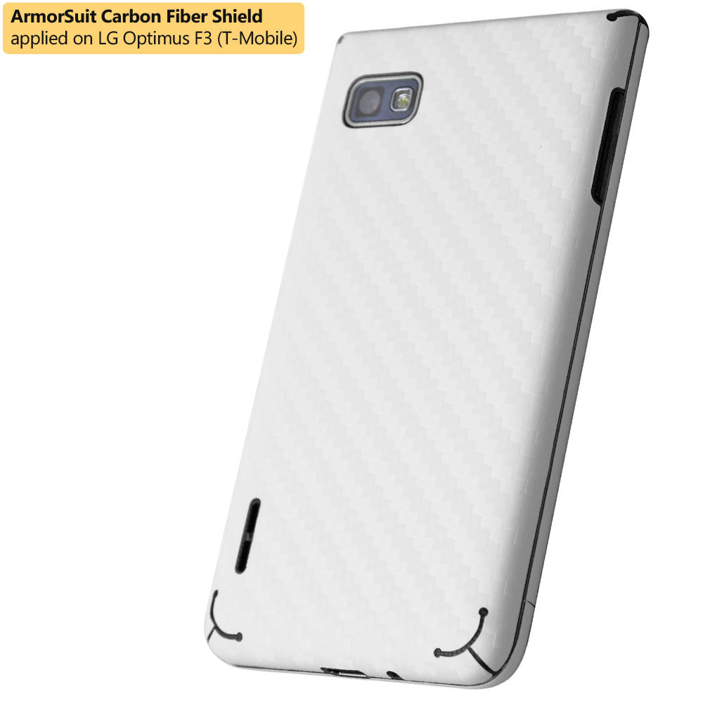 LG Optimus F3 (MS659) (MetroPCS / T-Mobile) Screen Protector + White Carbon Fiber Film Protector