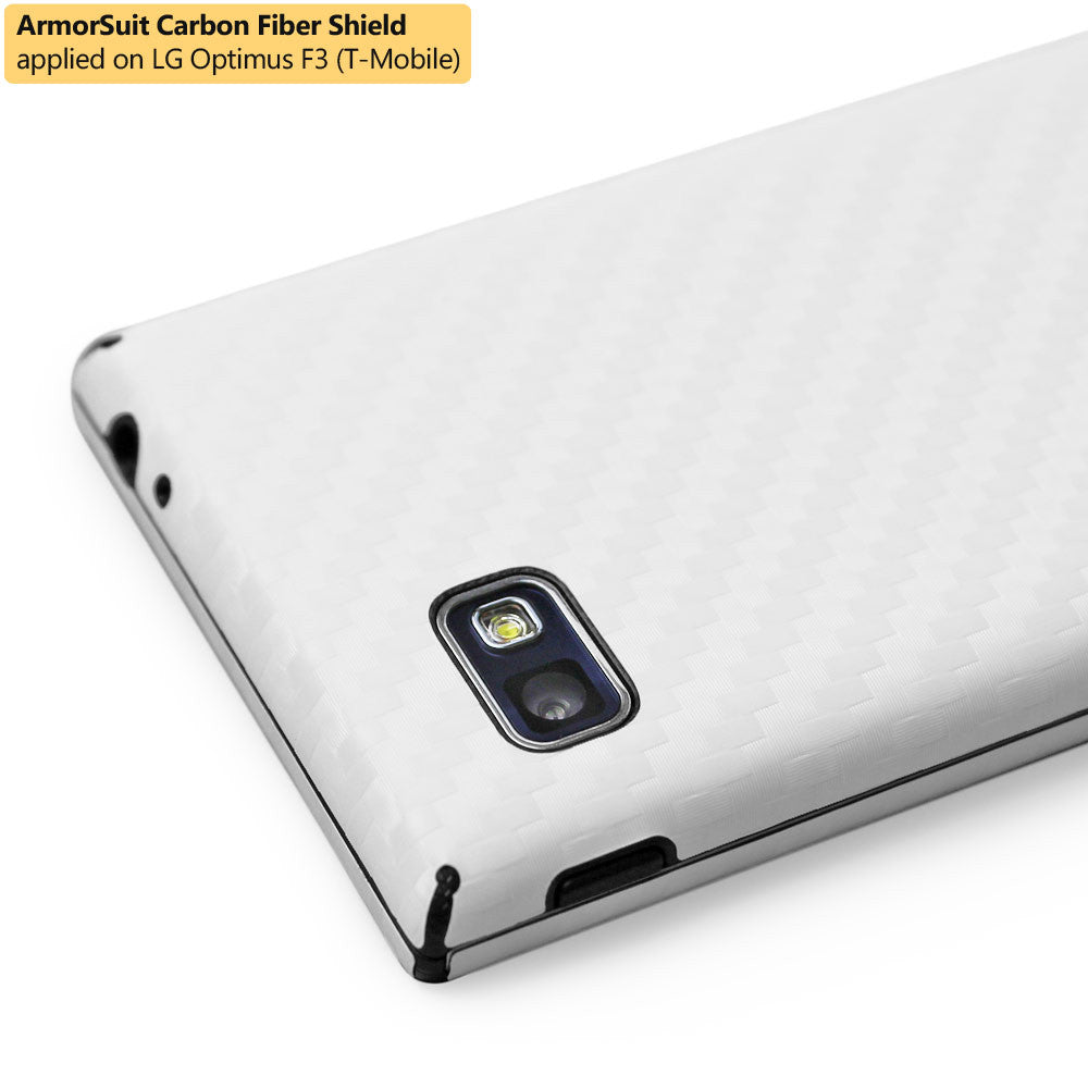 LG Optimus F3 (MS659) (MetroPCS / T-Mobile) Screen Protector + White Carbon Fiber Film Protector