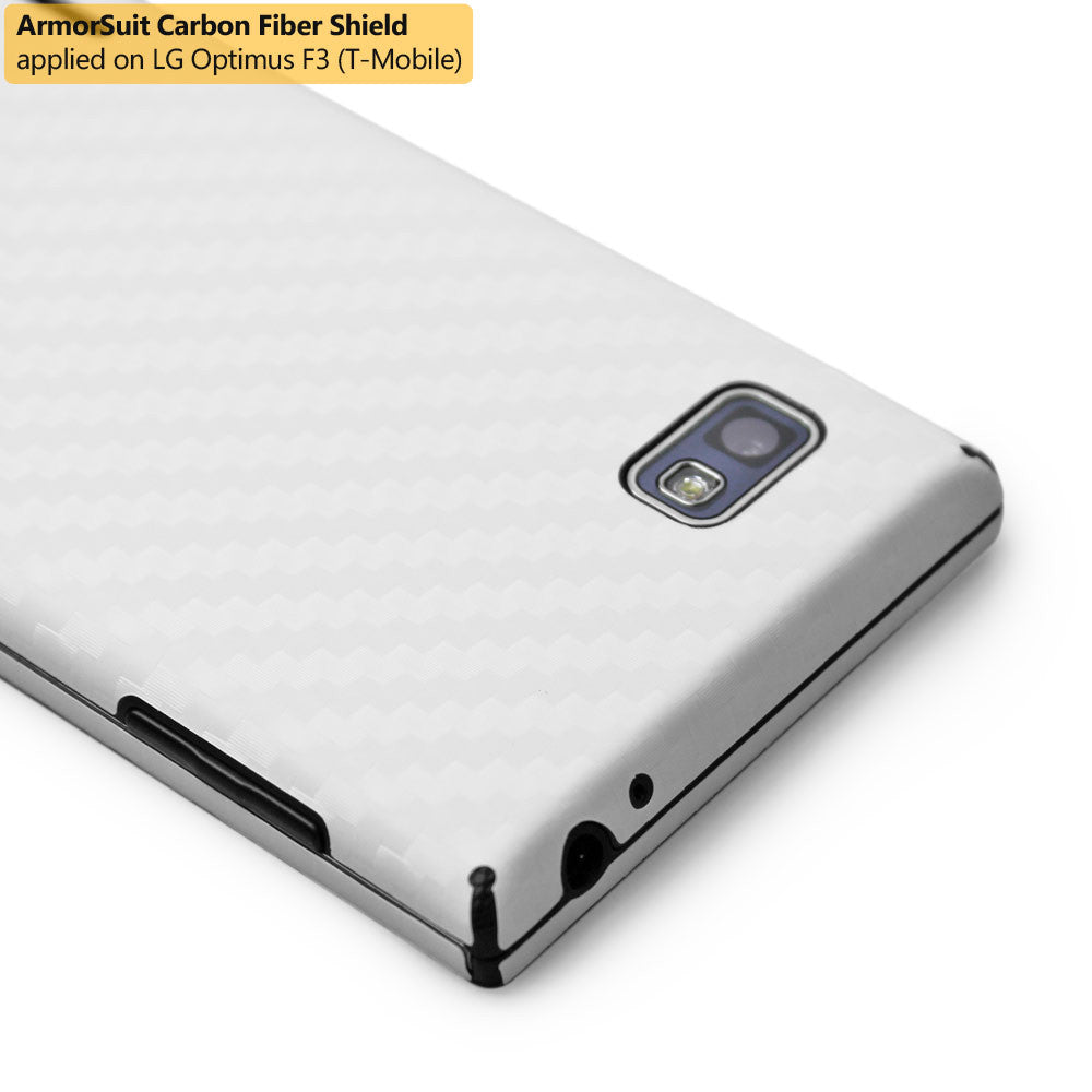 LG Optimus F3 (MS659) (MetroPCS / T-Mobile) Screen Protector + White Carbon Fiber Film Protector