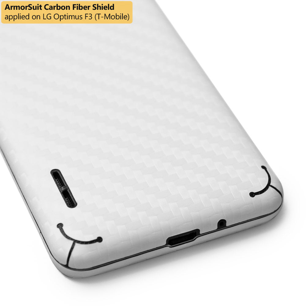 LG Optimus F3 (MS659) (MetroPCS / T-Mobile) Screen Protector + White Carbon Fiber Film Protector