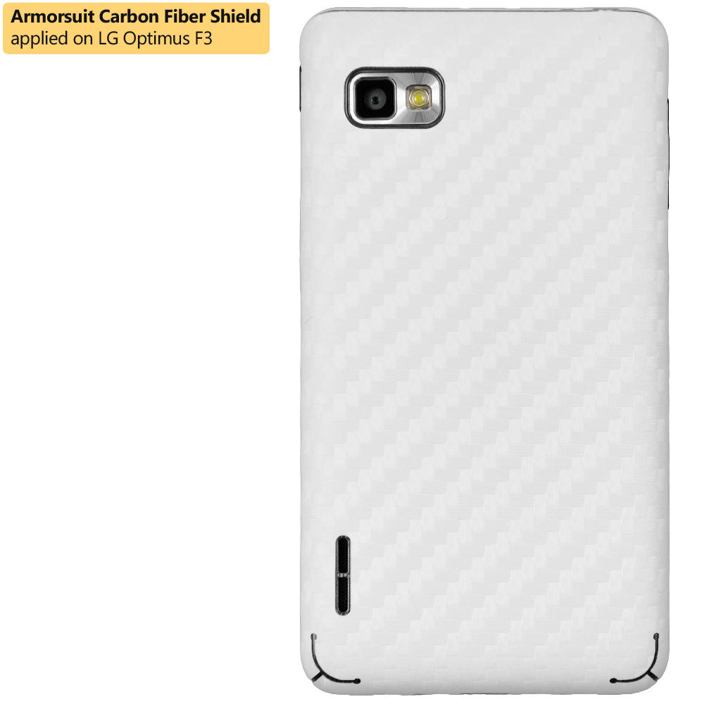 LG Optimus F3 (LS720 / VM720) (Virgin Mobile / Sprint) Screen Protector + White Carbon Fiber Film Protector