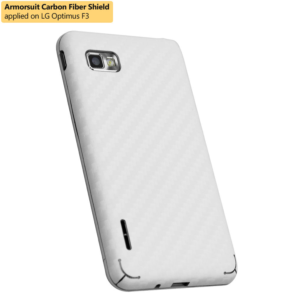 LG Optimus F3 (LS720 / VM720) (Virgin Mobile / Sprint) Screen Protector + White Carbon Fiber Film Protector