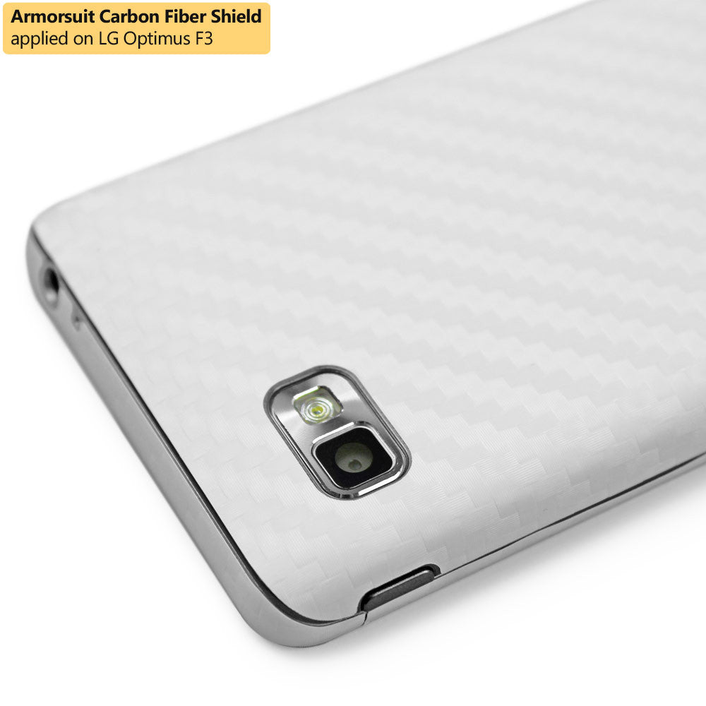 LG Optimus F3 (LS720 / VM720) (Virgin Mobile / Sprint) Screen Protector + White Carbon Fiber Film Protector