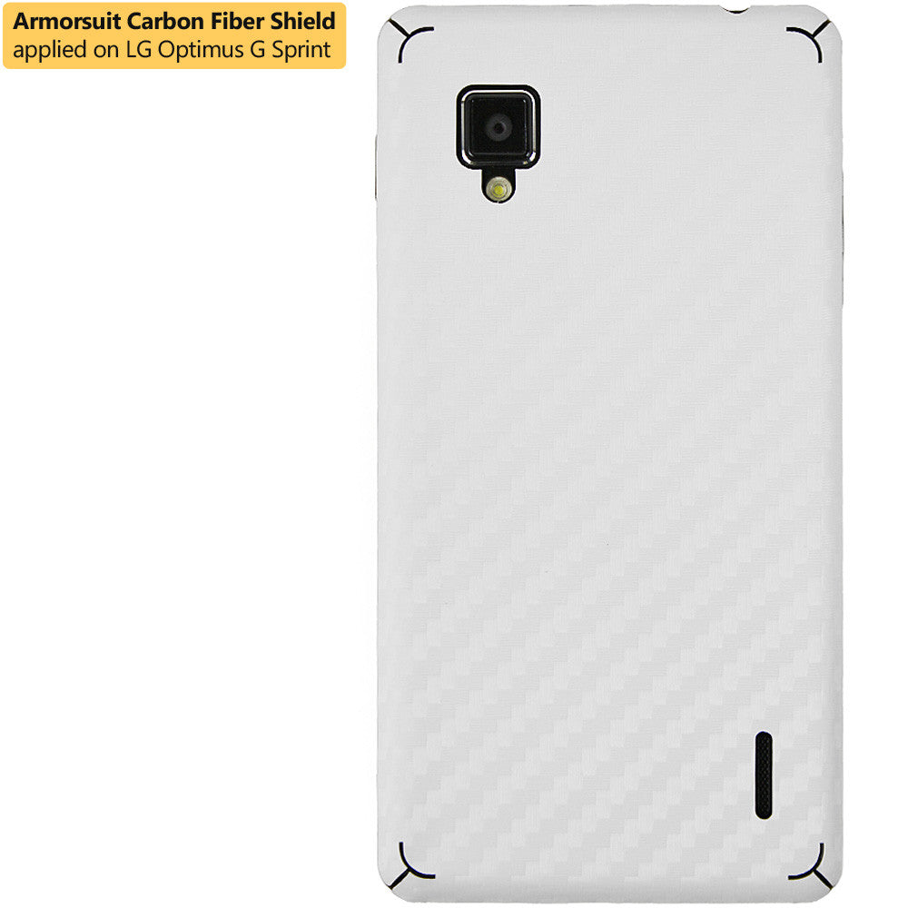 LG Optimus G (Sprint) Screen Protector + White Carbon Fiber Film Protector
