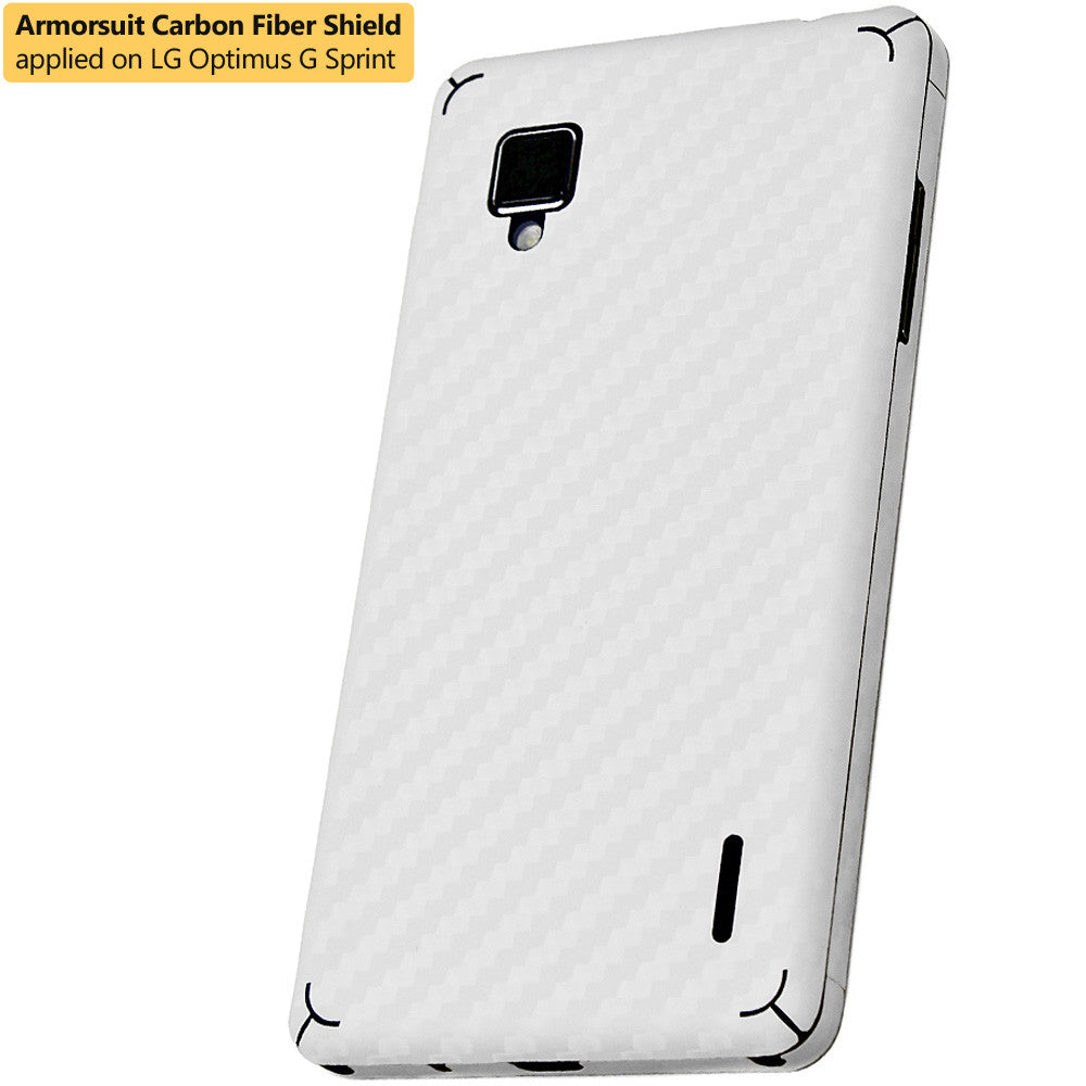 LG Optimus G (Sprint) Screen Protector + White Carbon Fiber Film Protector
