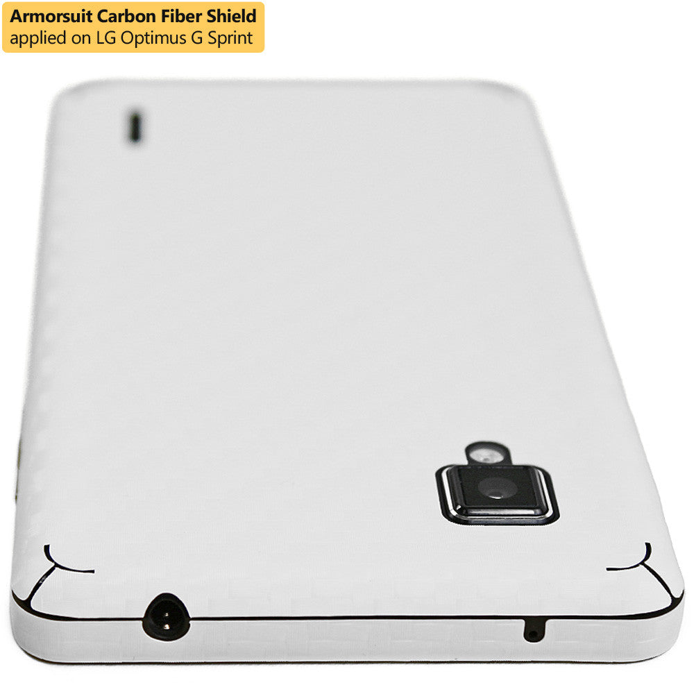 LG Optimus G (Sprint) Screen Protector + White Carbon Fiber Film Protector