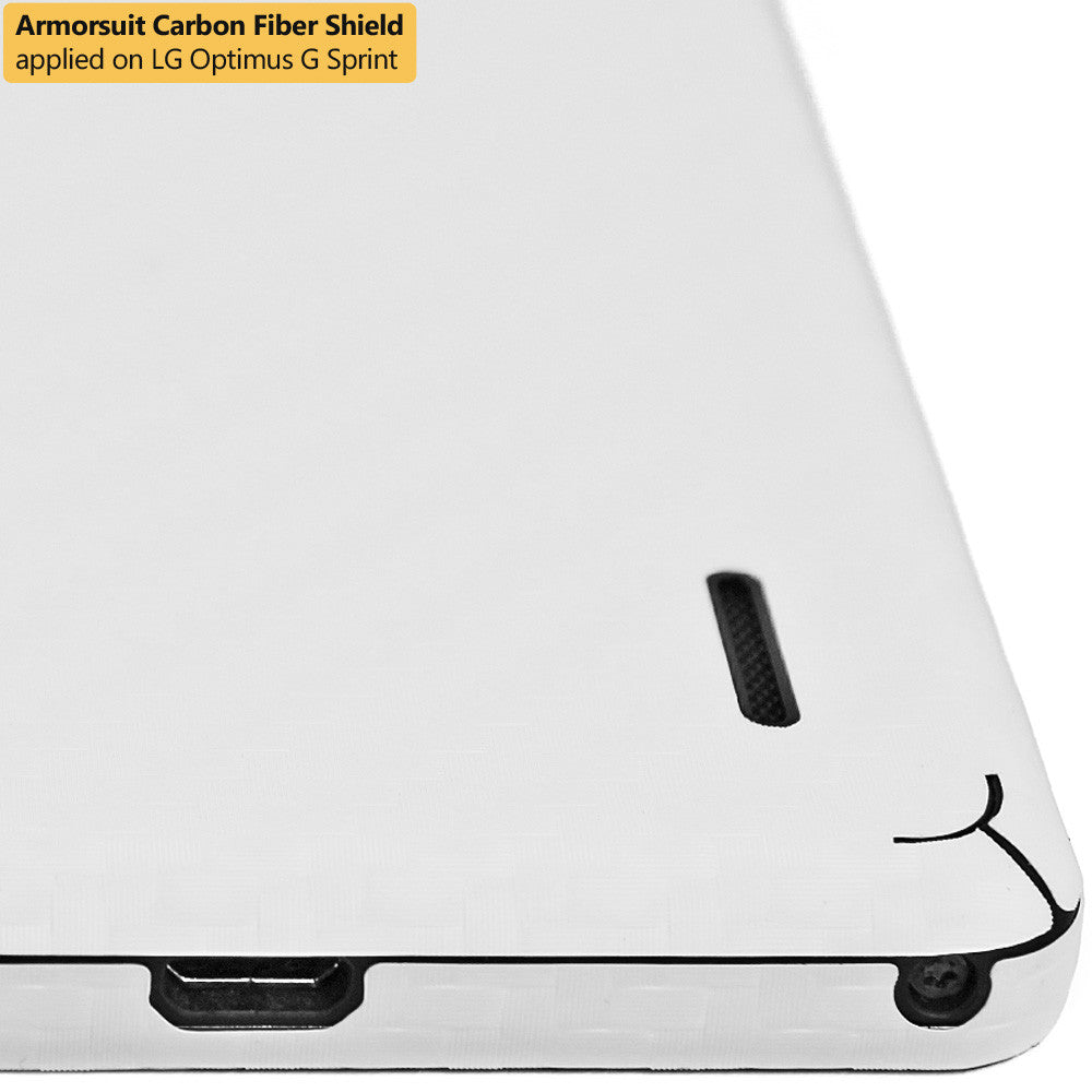LG Optimus G (Sprint) Screen Protector + White Carbon Fiber Film Protector
