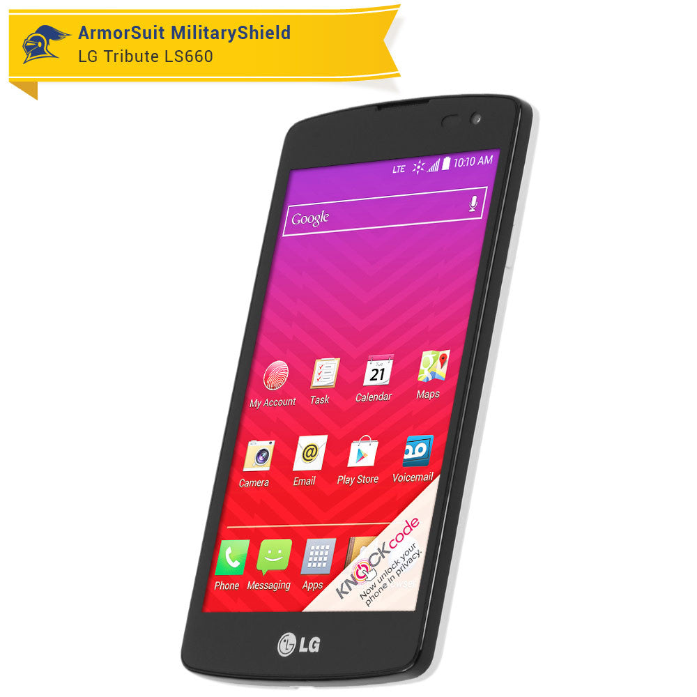 LG Tribute LS660 Screen Protector + Black Carbon Fiber Skin Protector