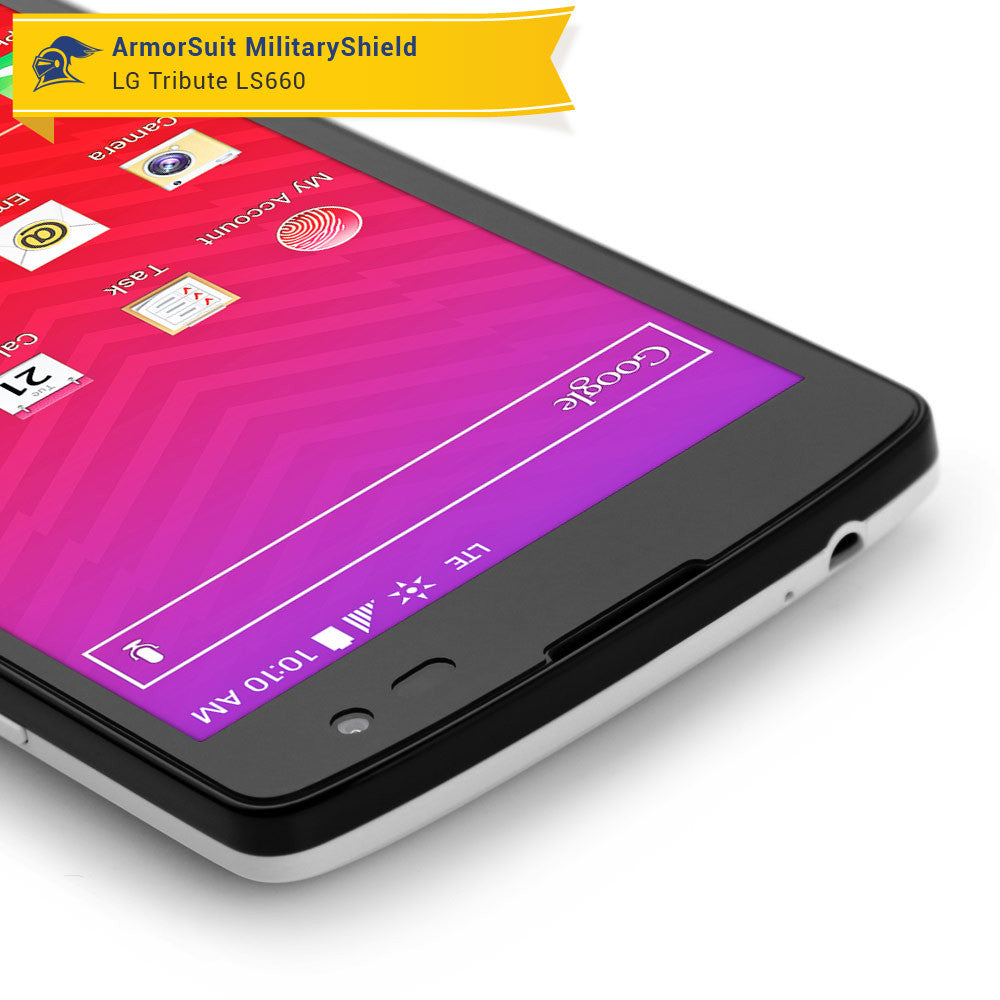 LG Tribute LS660 Screen Protector + Black Carbon Fiber Skin Protector