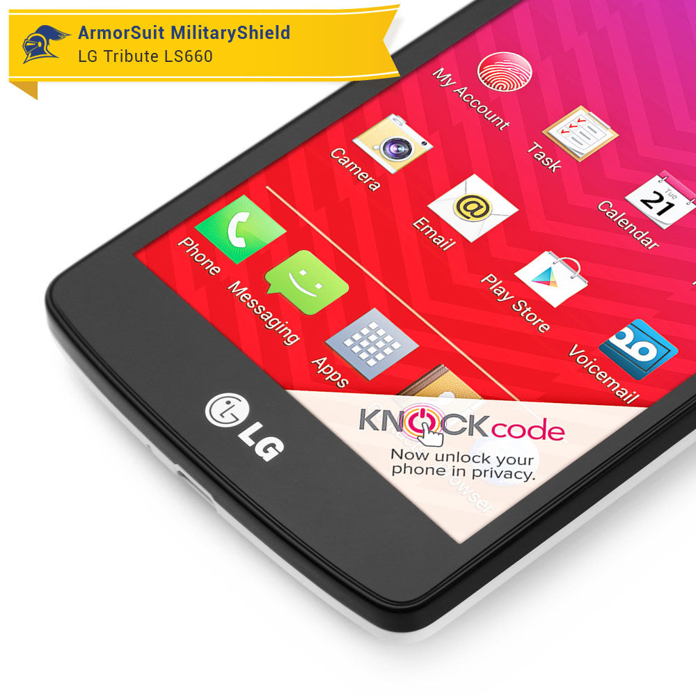 LG Tribute LS660 Screen Protector + White Carbon Fiber Skin Protector