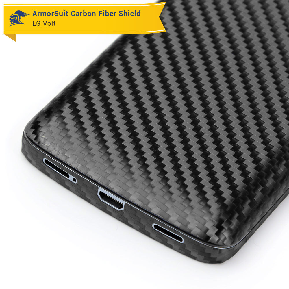 LG Volt Screen Protector + Black Carbon Fiber Skin