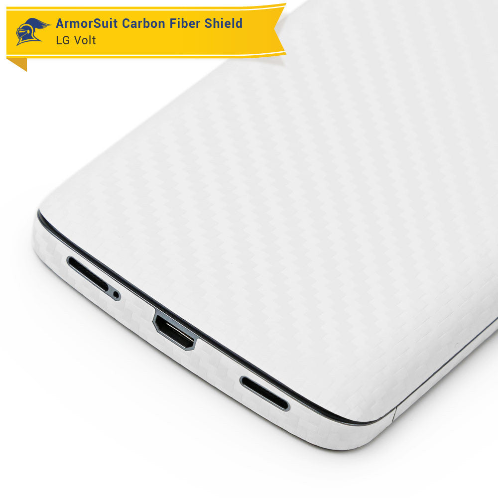 LG Volt Screen Protector + White Carbon Fiber Skin