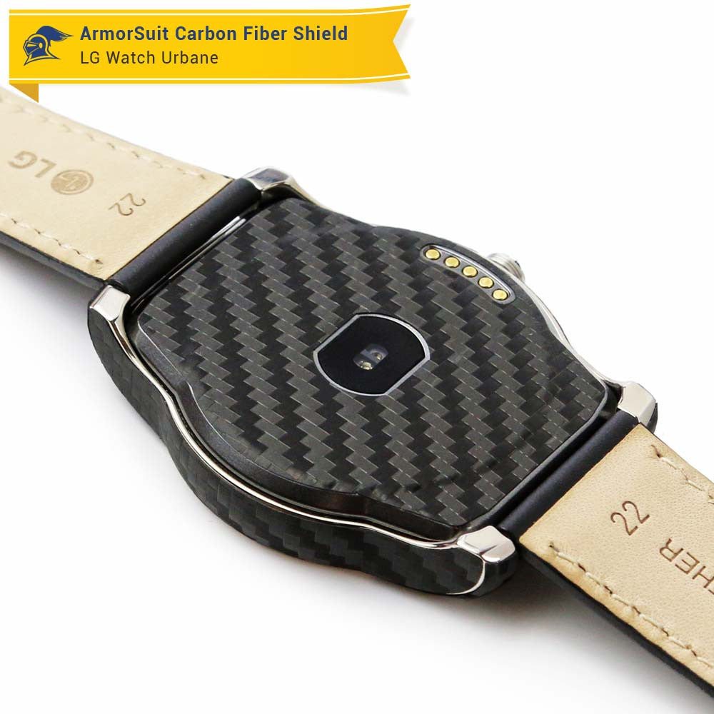 LG Watch Urbane Screen Protector + Black Carbon Fiber Skin