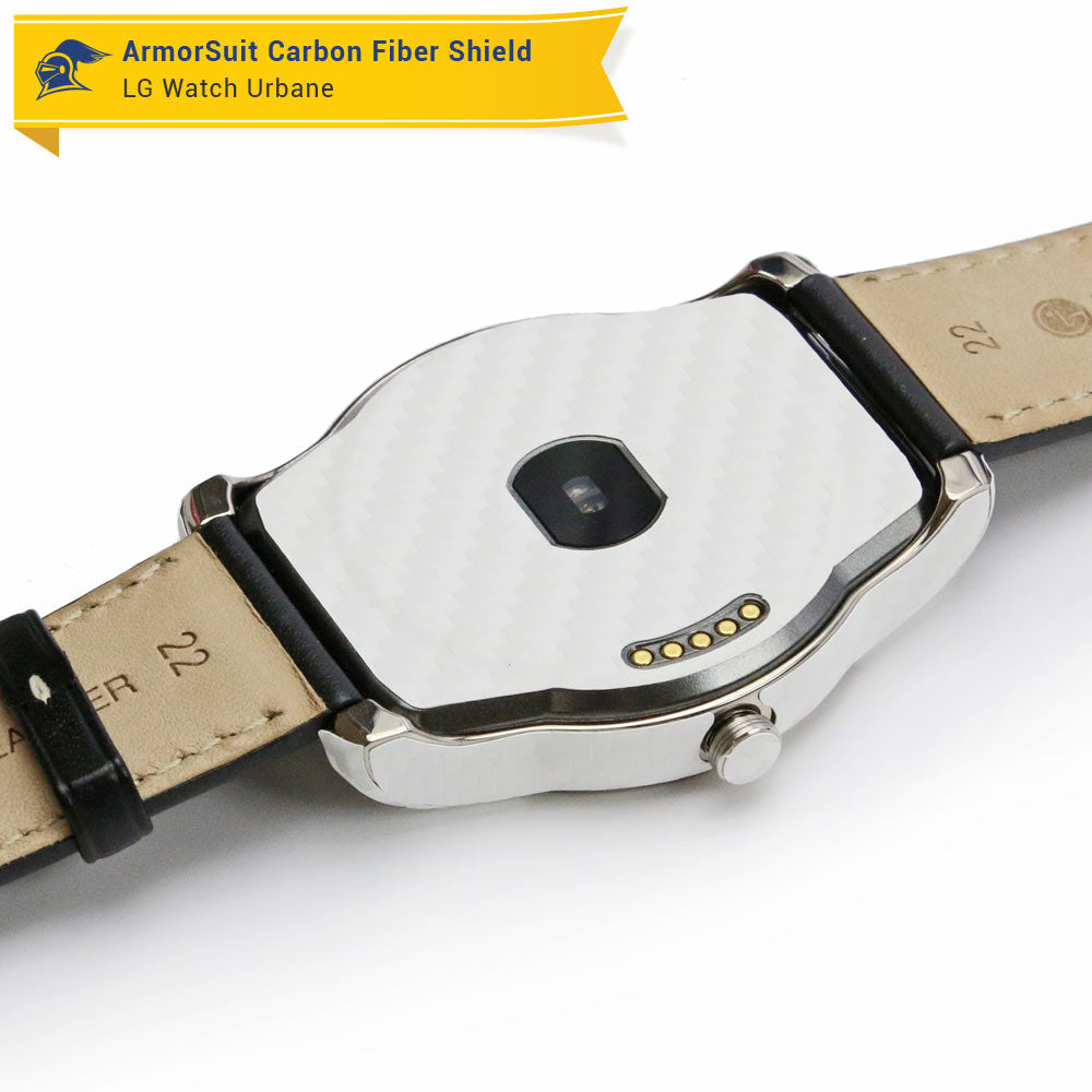 LG Watch Urbane Screen Protector + White Carbon Fiber Skin