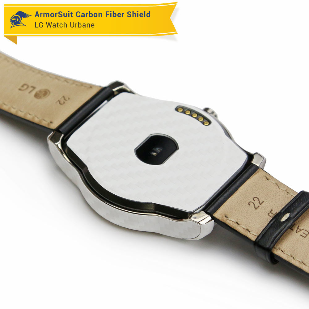 LG Watch Urbane Screen Protector + White Carbon Fiber Skin