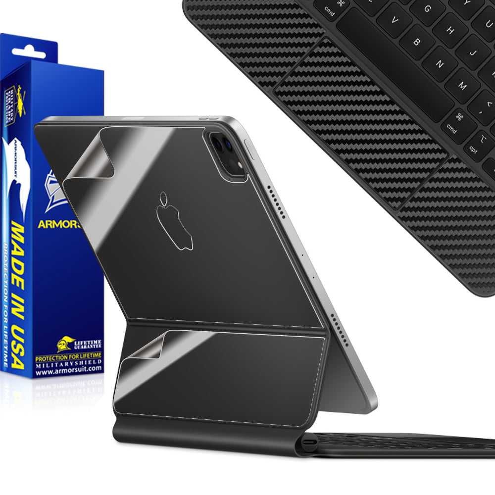 ArmorSuit Full Body Skin + Black Carbon Fiber Film for Magic Keyboard for iPad Pro 12.9" (5th Gen) / (6th Gen) - Anti-Bubble HD Clear Film