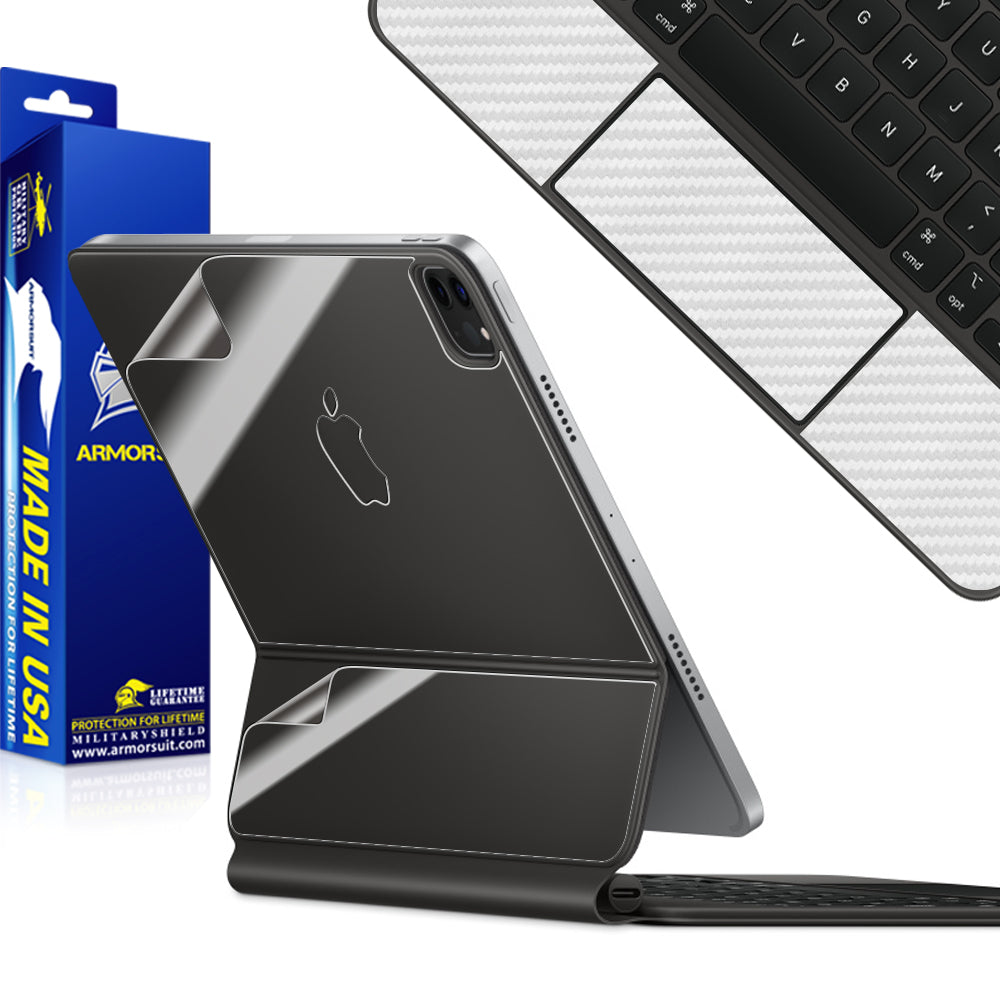 ArmorSuit Full Body Skin + White Carbon Fiber Film for Magic Keyboard for iPad Pro 12.9" (5th Gen) / (6th Gen) - Anti-Bubble HD Clear Film