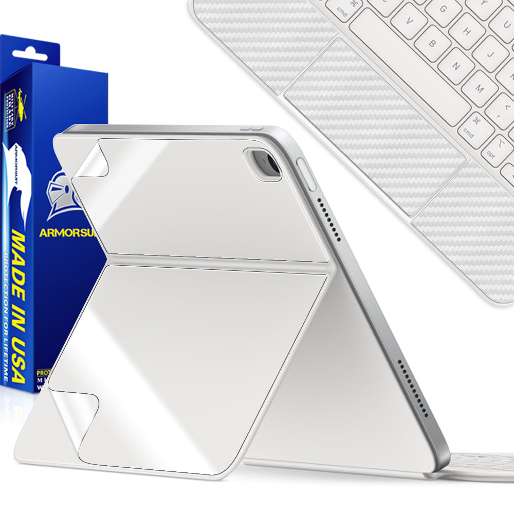 ArmorSuit Full Body Skin + White Carbon Fiber Film for Magic Keyboard for iPad Pro 10.9" (10th Gen) - Anti-Bubble HD Clear Film