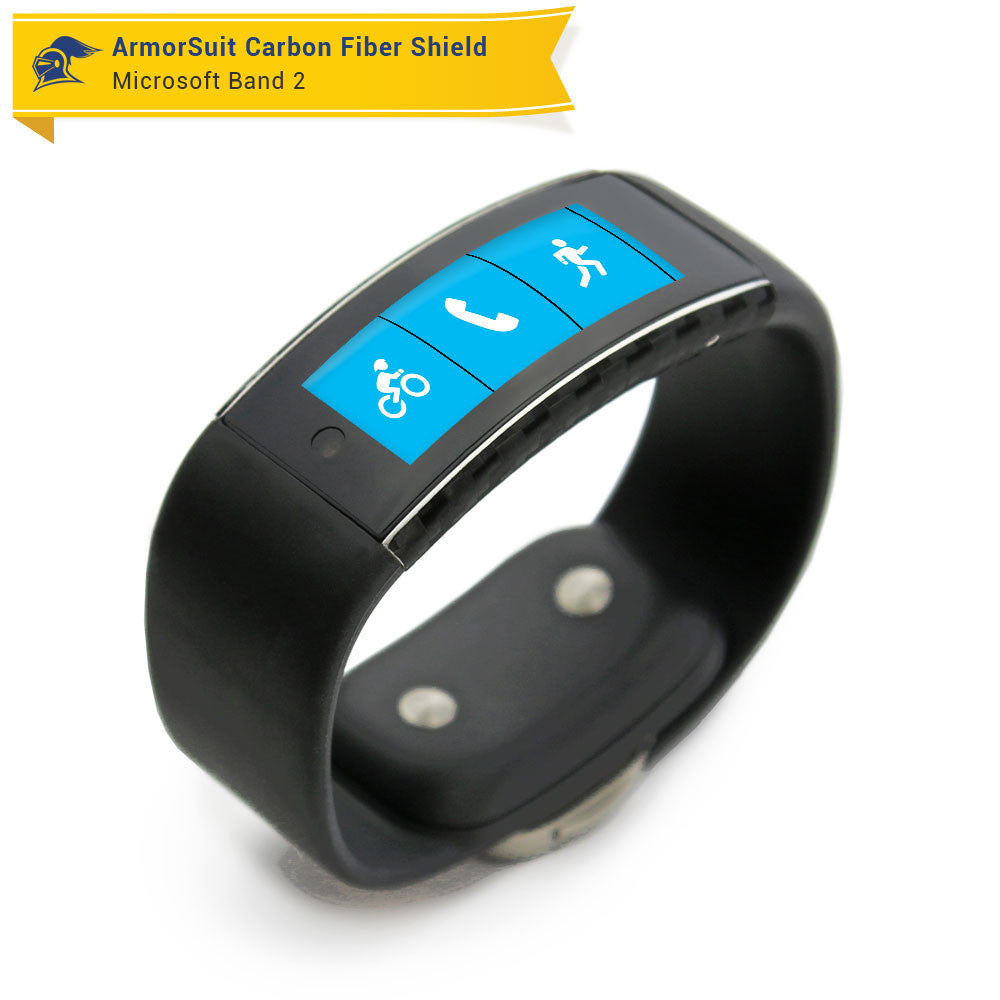 Microsoft Band 2 Screen Protector + Black Carbon Fiber Skin