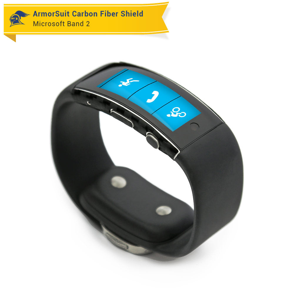 Microsoft Band 2 Screen Protector + Black Carbon Fiber Skin