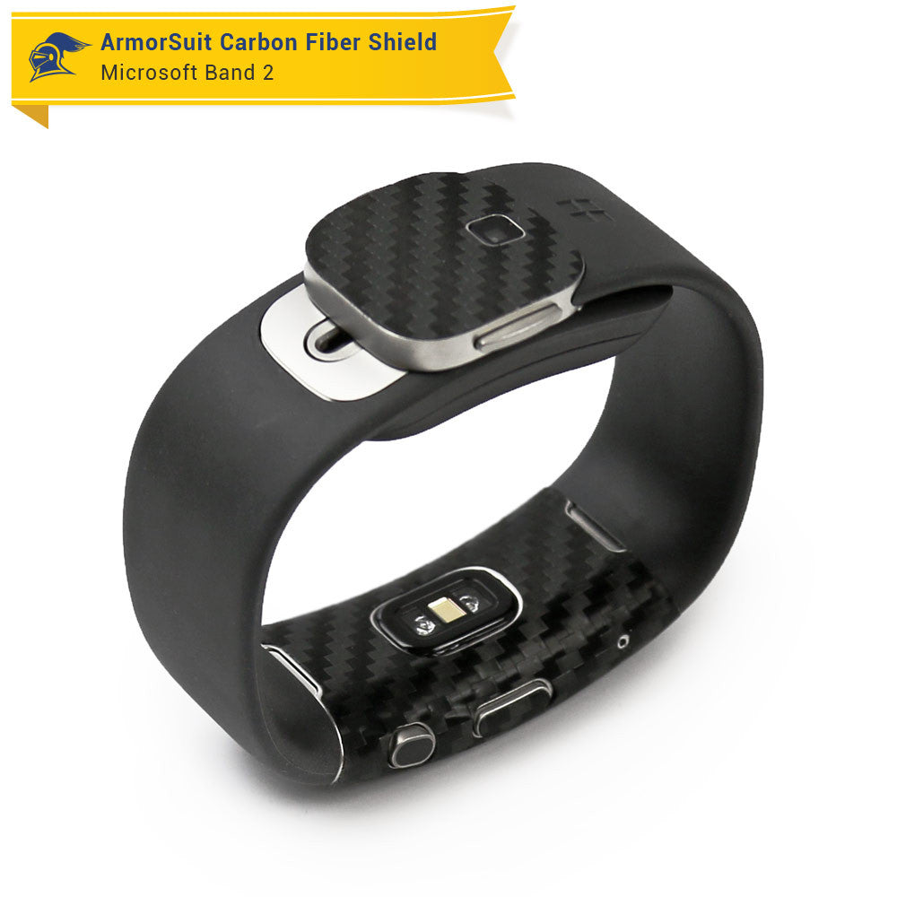 Microsoft Band 2 Screen Protector + Black Carbon Fiber Skin