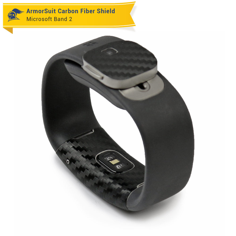 Microsoft Band 2 Screen Protector + Black Carbon Fiber Skin