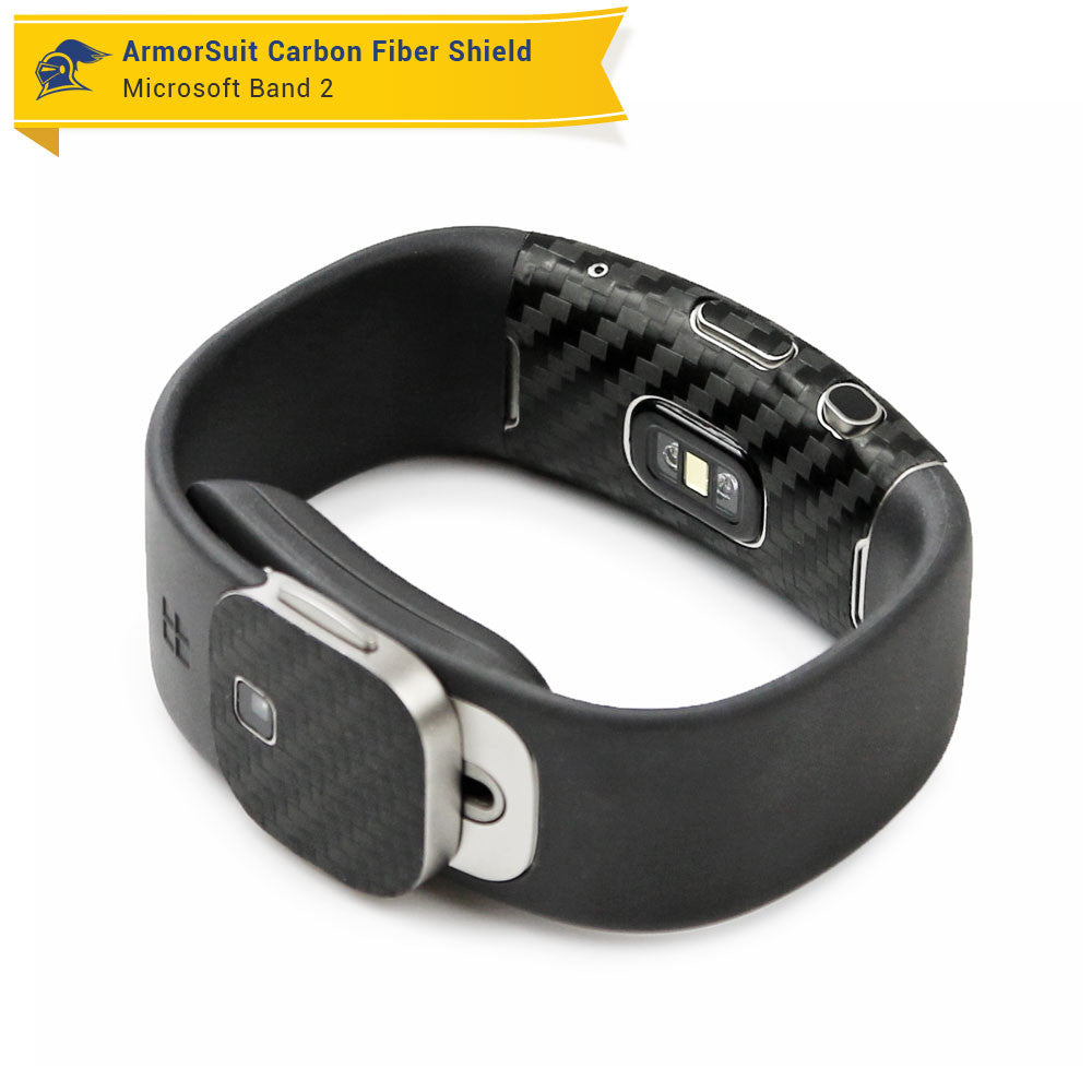 Microsoft Band 2 Screen Protector + Black Carbon Fiber Skin