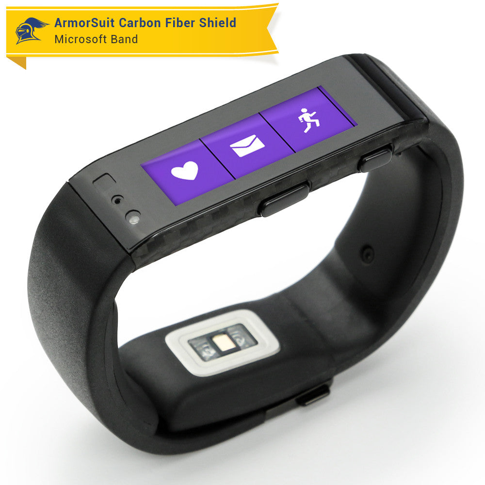 Microsoft Band Screen Protector + Black Carbon Fiber Skin
